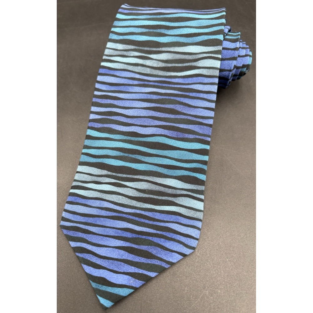 Vtg Grateful Dead Mens Tie 100% Silk 1996 Fifth Set Purple Blue Strips US Seller